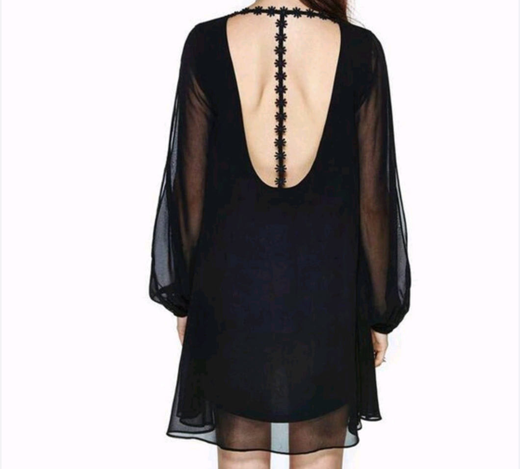 Long sleeves black dress/ loose dress ...